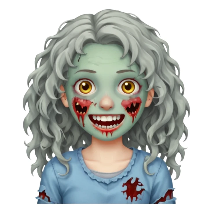 Zumbi garota cabelo ondulado sorrindo com brakets no dente  sticker