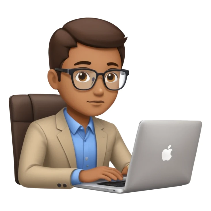 american bussiness man technologist working on a laptop watching graphics sticker