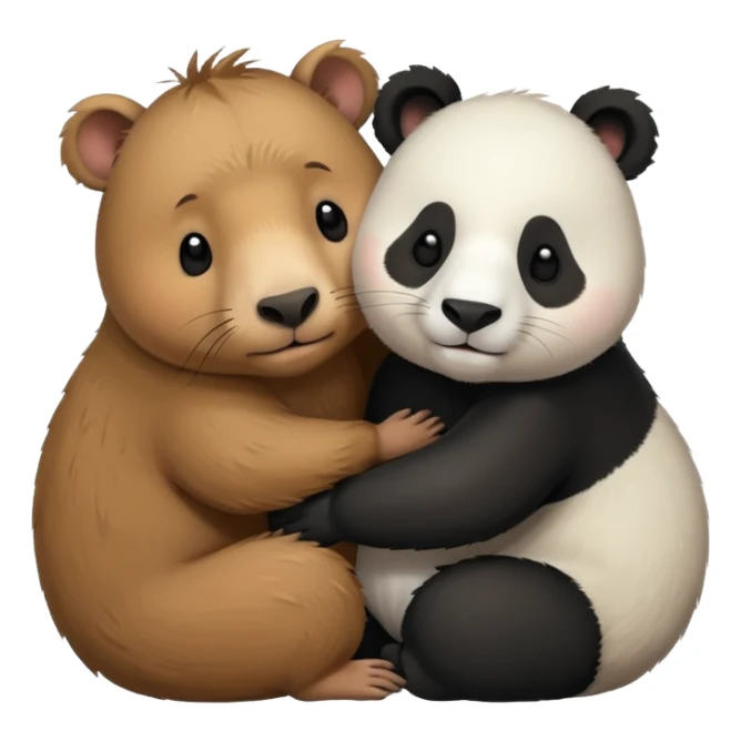 Capybara qui font un câlin avec un panda sticker