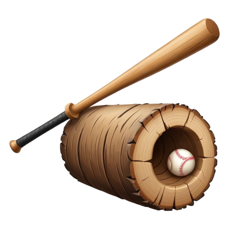 Wooden Log With a baseball bat sticker