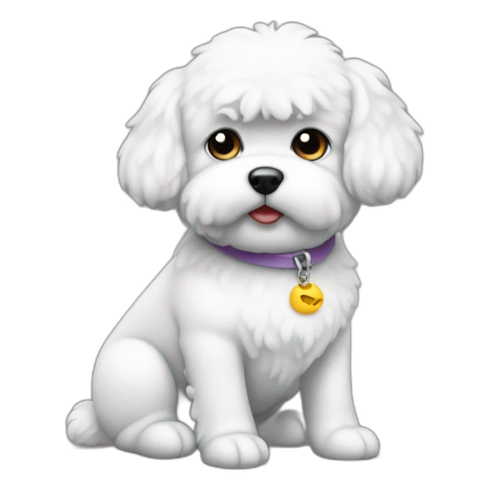 A sitting bichon who tilts his head to the side  sticker