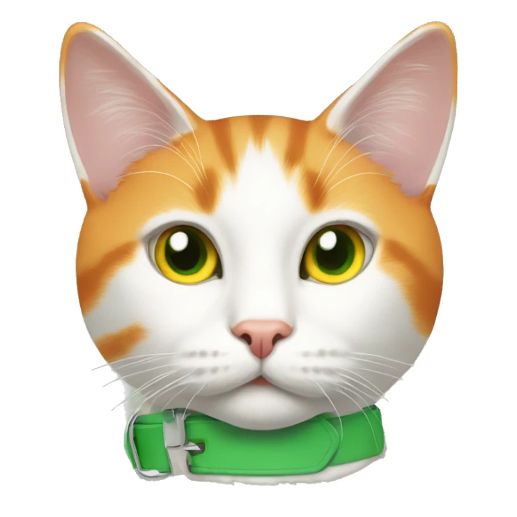 Orange and white cat with a green collar and yellow eyes sticker