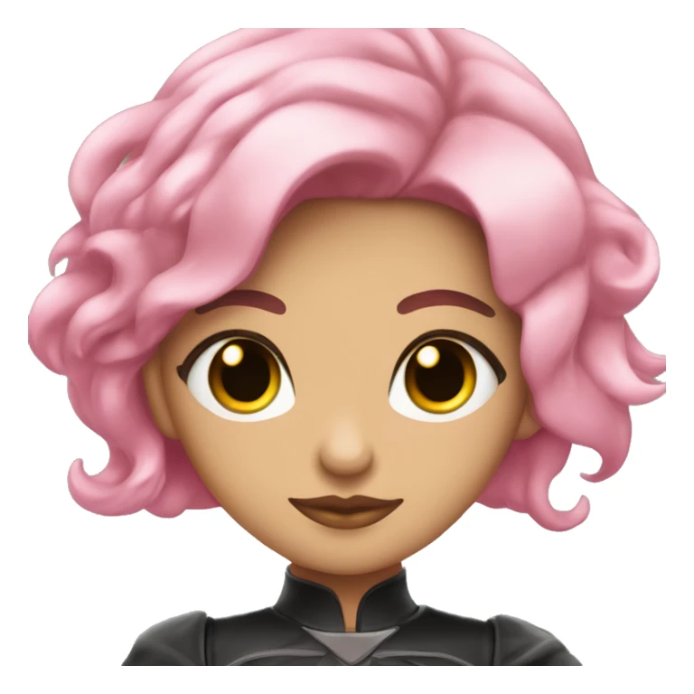 Chica blanca de ojos verdes con pelo negro y mechas rosas sticker