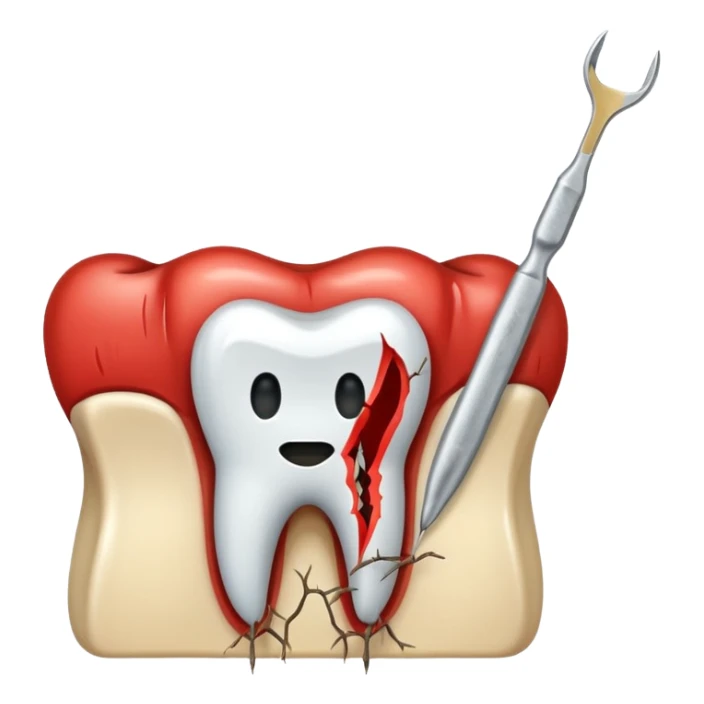 Tooth extracted holded by tweezer sticker