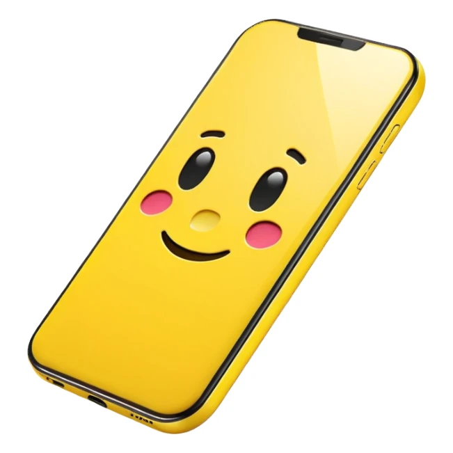 mobile phone emoji, modern smartphone, bright yellow sticker