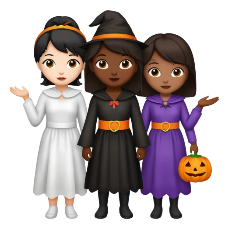 Three best friends, cute Halloween one dark black, one Asian and one white sticker