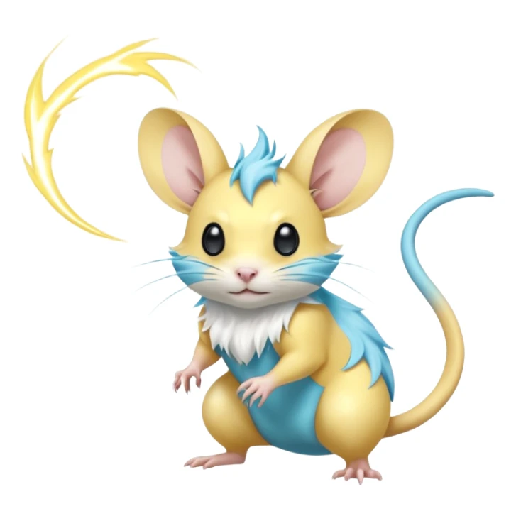 Elemental electrical electric electro lightning-powered Yellow and cyan-blue Gerbil-Jerboa-Minccino-Emolga-Pachirisu-Pokémon-Fakémon-hybrid-fusion-creature with a tufted tail  sticker