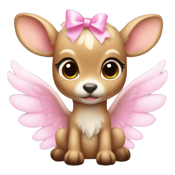 Baby fawn with pink bow and angel wings sticker