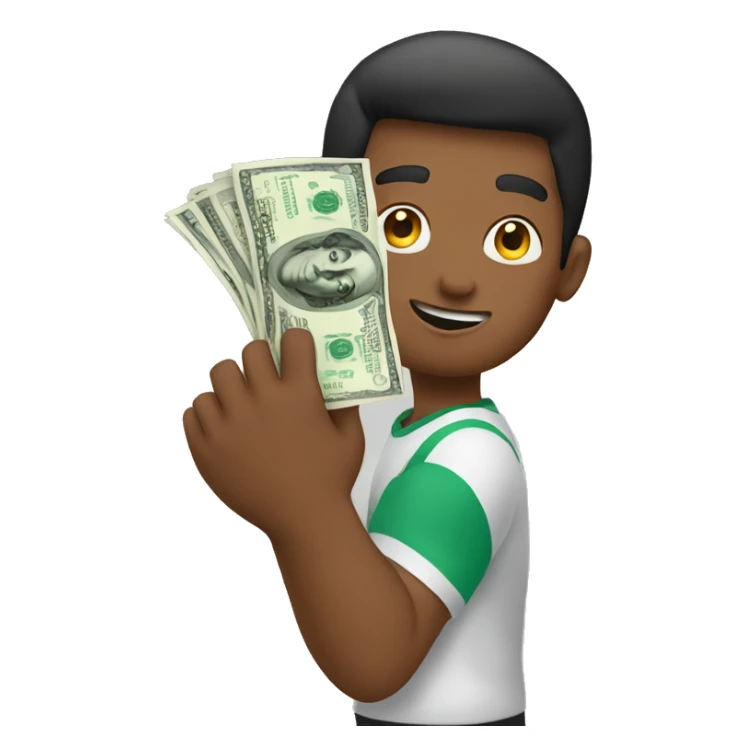 Money in boys hand sticker
