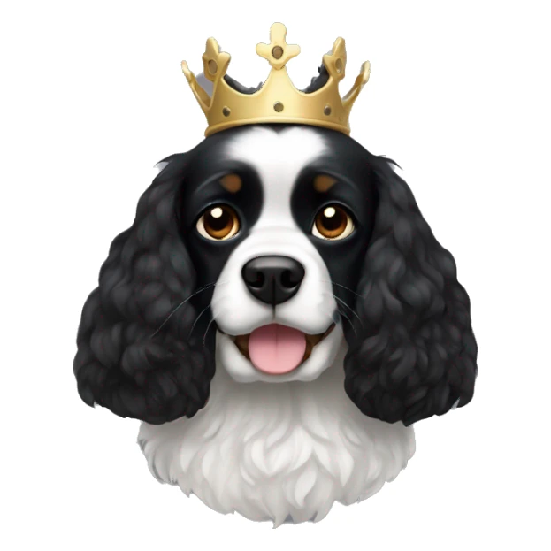 completely black small king spaniel with black fur on his whole face and white fur on chest sticker