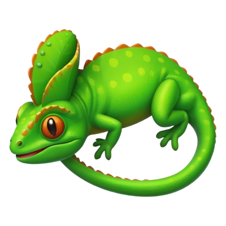 green chameleon looking at me, make it look like an emoji and standalone, with no branch sticker