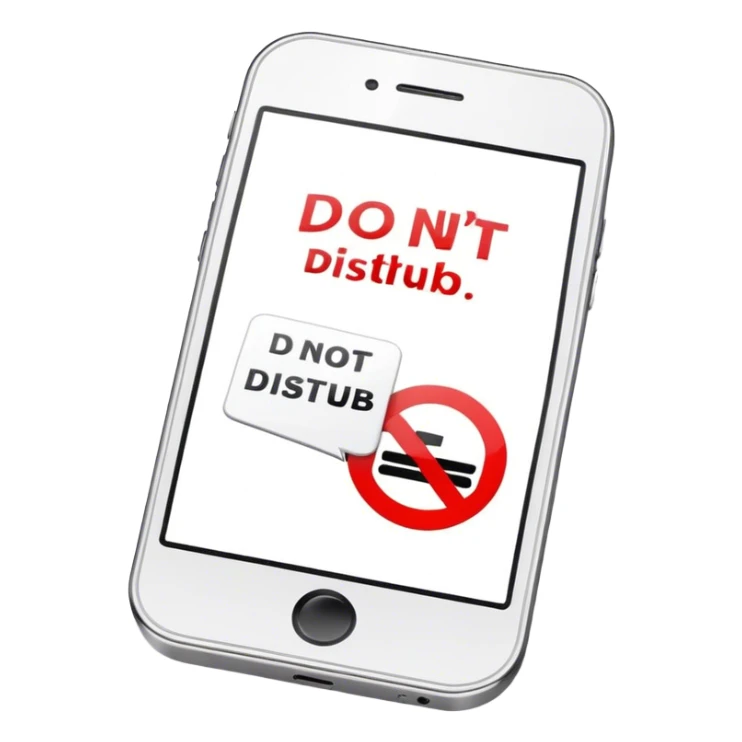 a mobile phone holding up a ‘do not disturb’ sign sticker