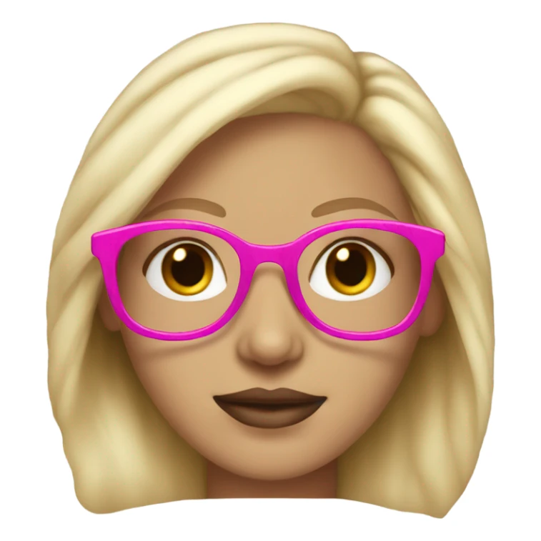 blonde with brown eyes wearing pink glasses light-skinned and pink lips  sticker