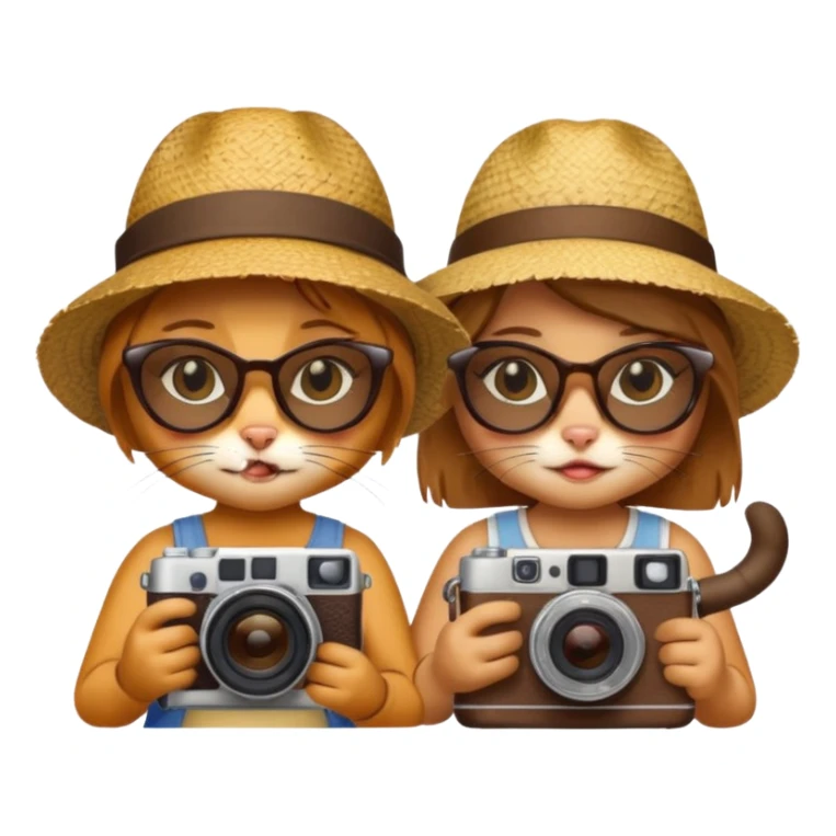 2 girl cats dressed up as tourists sticker