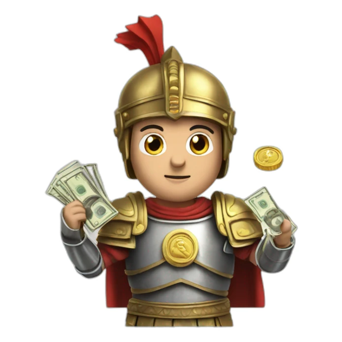 rome imperator with metallic armor and cash in hands sticker