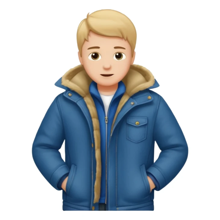 emoji- of a white boy putting on his coat sticker