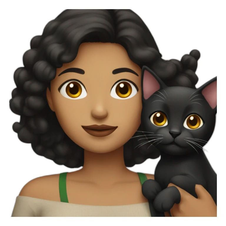 Latina woman with a black cat sticker