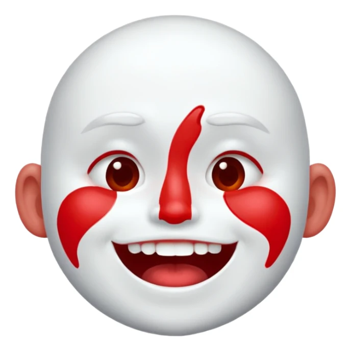 A face showing physical delight and a red face with white paint around its mouth With lots of drool sticker