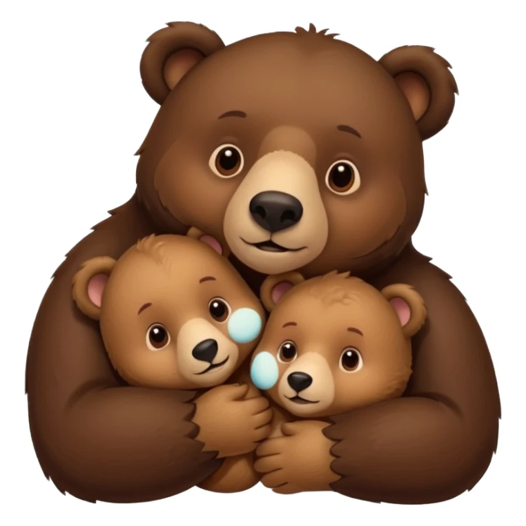 Mama, papa, and baby bear hug sticker