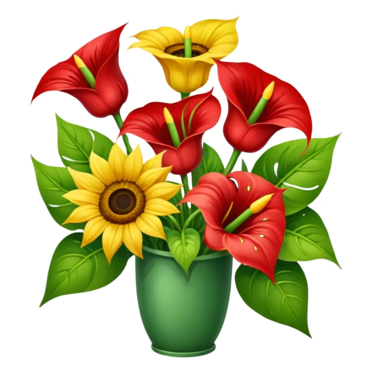 orchidee - sonnenblume - anthurienstrauss - ohne wase sticker