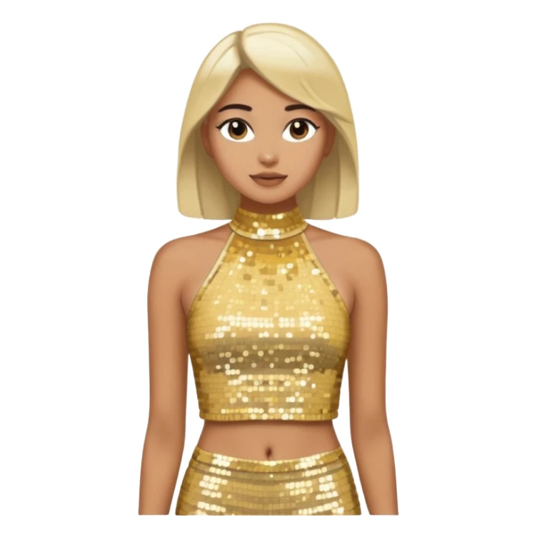 halter neck tank top cropped with gold and silver sequins sticker