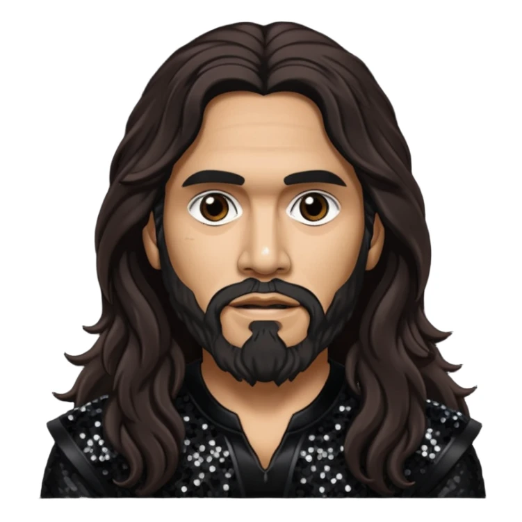 Tom Araya with long dark brown hair, black sequin outfit  sticker