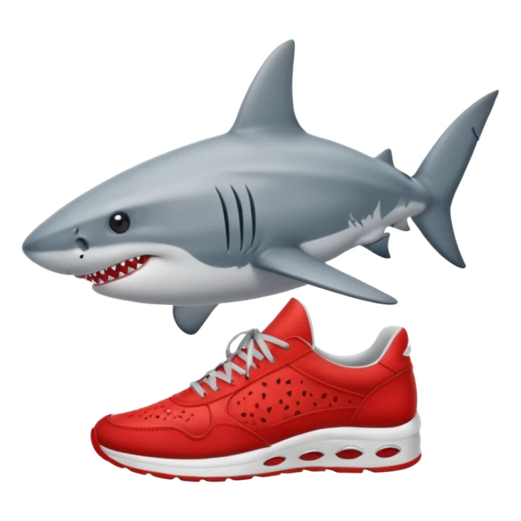 Tiburón puesto en sus aletas tenis rojos sticker