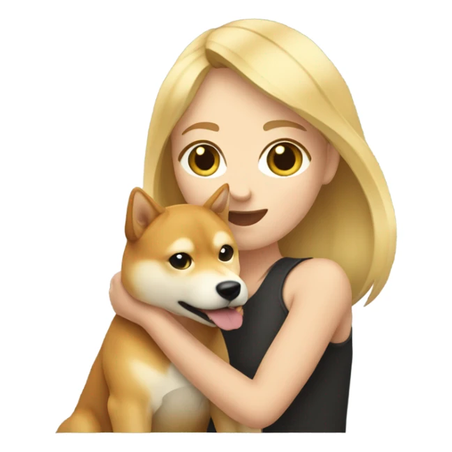 blonde girl with shiba inu sticker