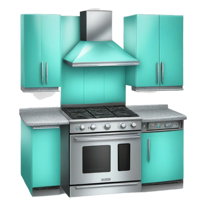 Realistic tiffany blue and silver diamond glitter oven with stove top. sticker
