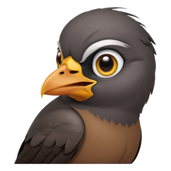 A sad common myna bird cute emoji sticker