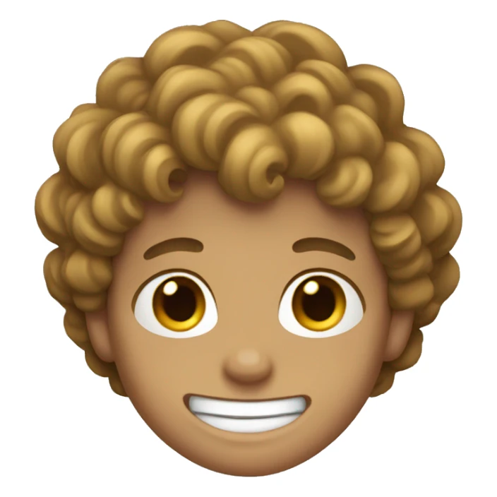Boy with light brown hair and curls and large teeth  sticker