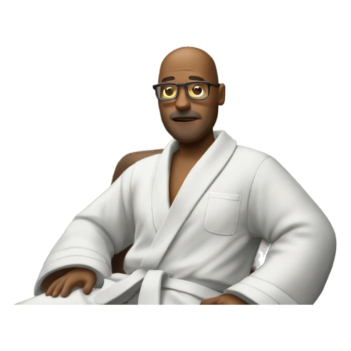 The therapist is 60 years old in full height in a bathrobe sticker