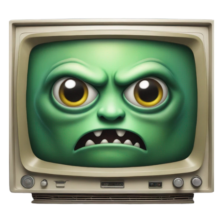 a realistic angry alien on a vintage TV screen in portrait mode sticker