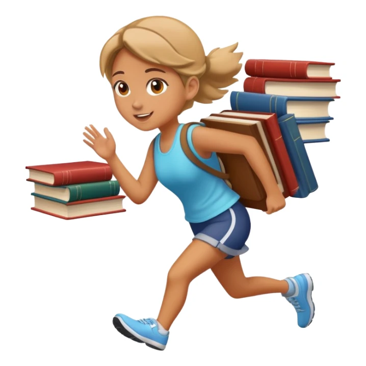 Girl running with books on her back
 sticker