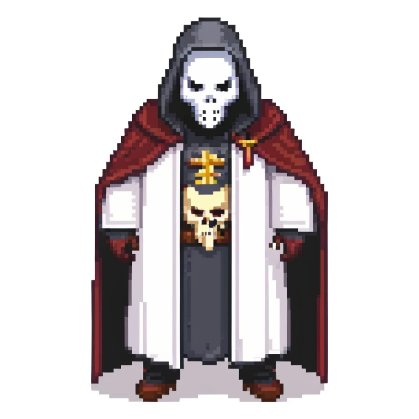 Ghostface, horror movie character with white mask and black robe sticker