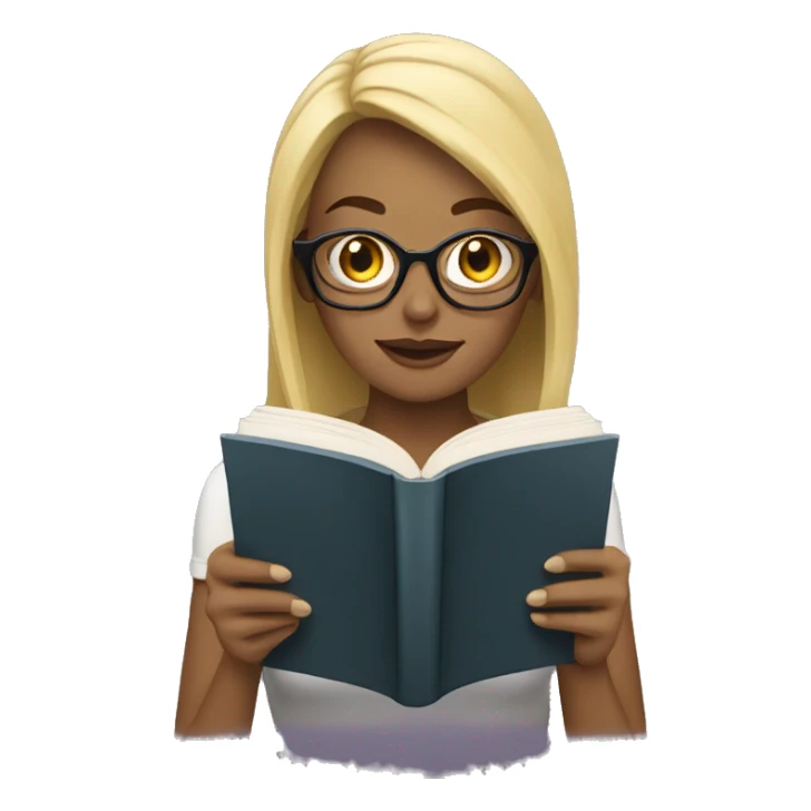Blonde Woman with glasses reading a book sticker