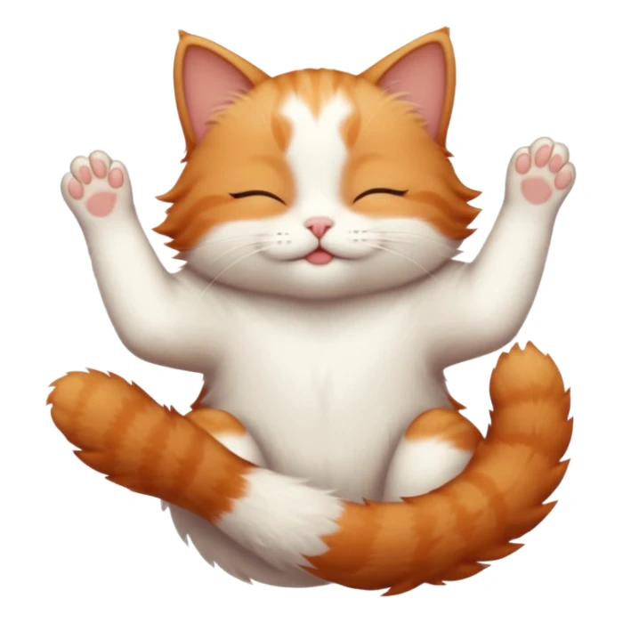 ginger and white small cat in funny positions upside down with eyes closed sticker