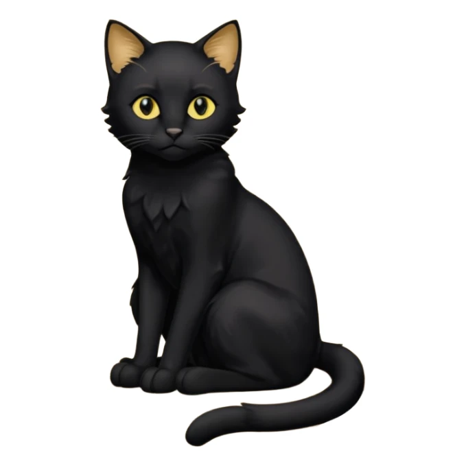 Chat noir peinture mignon assise peinture sticker