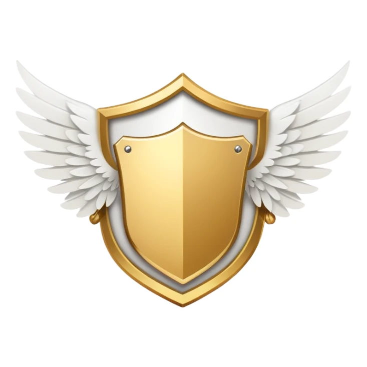 Simplified minimalist gold shield with small white wings and VIP text in the center, clean design sticker
