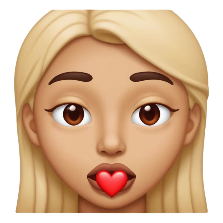 Bitting lip with heart eyes sticker