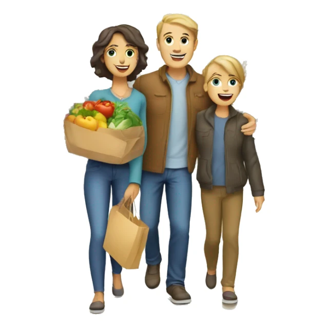 Caucasian family shopping in a market sticker