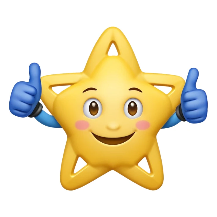HD a smiling happy star with both gloved hands doing thumbs up and blue background sticker