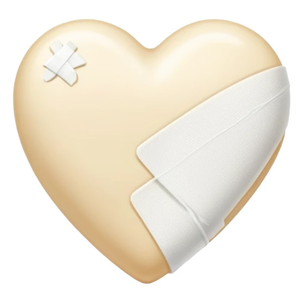 cream broken heart with sparkling white Bandage sticker