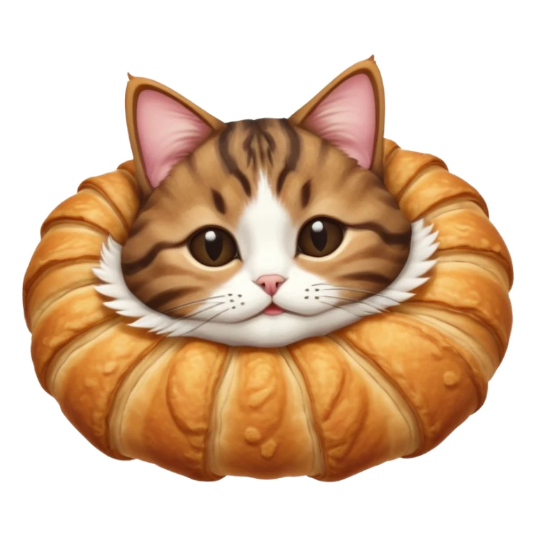 dark brown tabby and white cat in croissant position upside down with eyes closed sticker