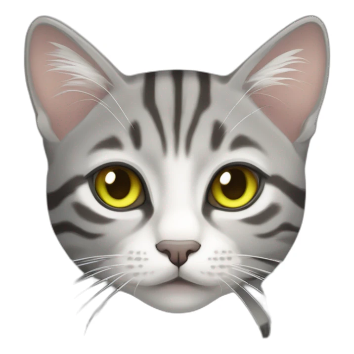 light gray tabby cat with white stripes domestic short hair with yellow green blue eyes and black pupil sleeping sticker