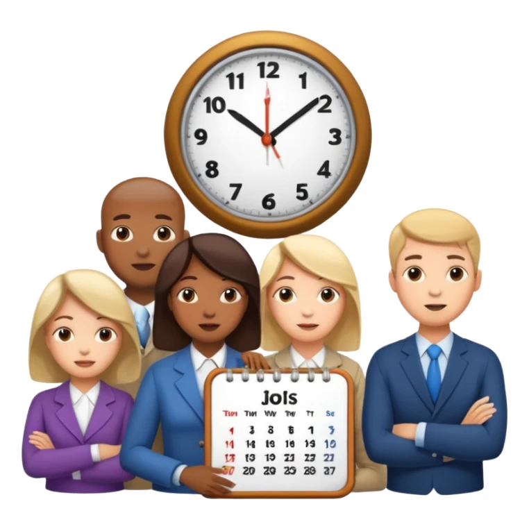 group of peoples next to calendar and clock sticker