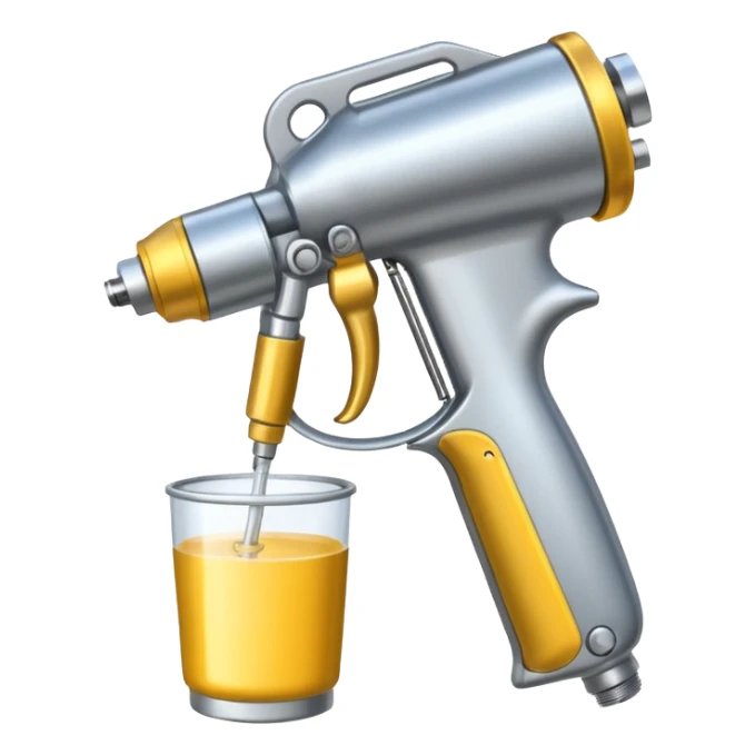 metal spray gun with clear cup attached sticker