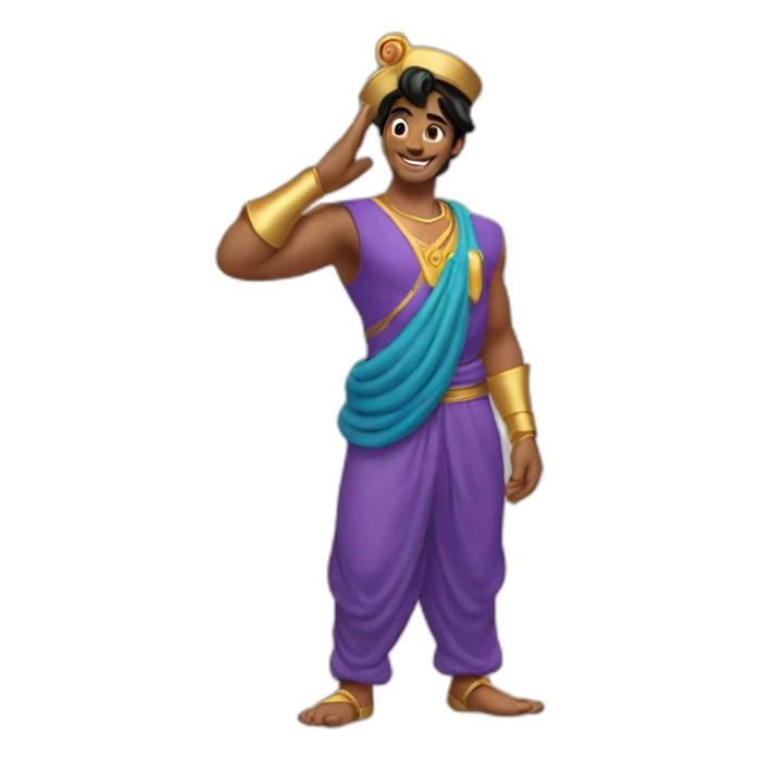 genie from aladdin doing a military salute sticker