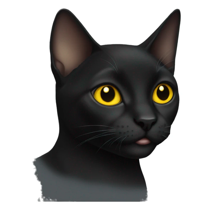 Black short Haie cat with yellow eyes sticker