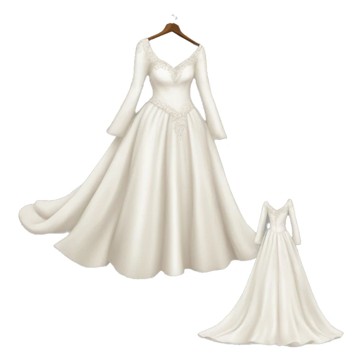 Long flowing sleeve wedding dress isolated sticker